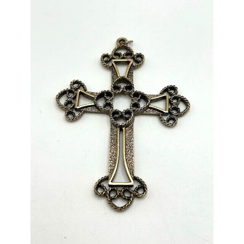 Vintage Sarah Coventry Limited Edition 1973 Filigree Cross Pendant Gold Signed‎